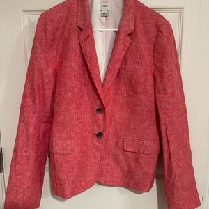 J. Crew Factory Red Linen Blazer Modern Tailored Jacket